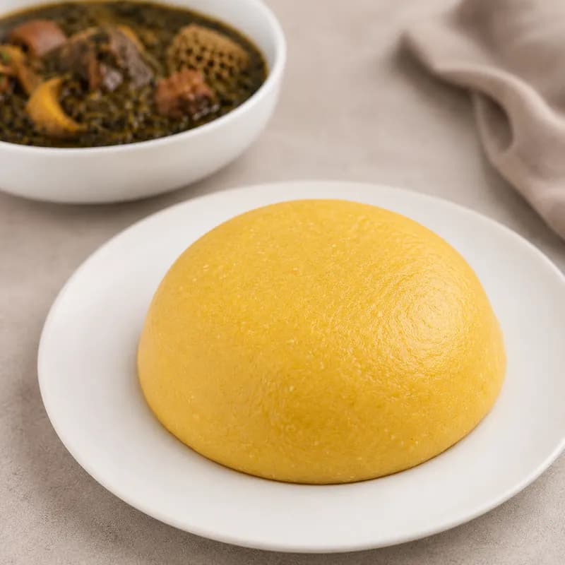Plantain fufu served ready for soup